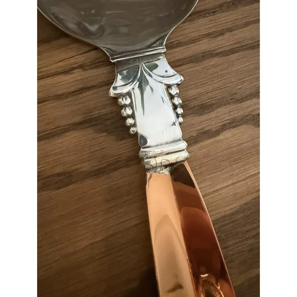 Vintage Midcentury Copper Craft Guild Salad Serving Set Copper and Silver Plate